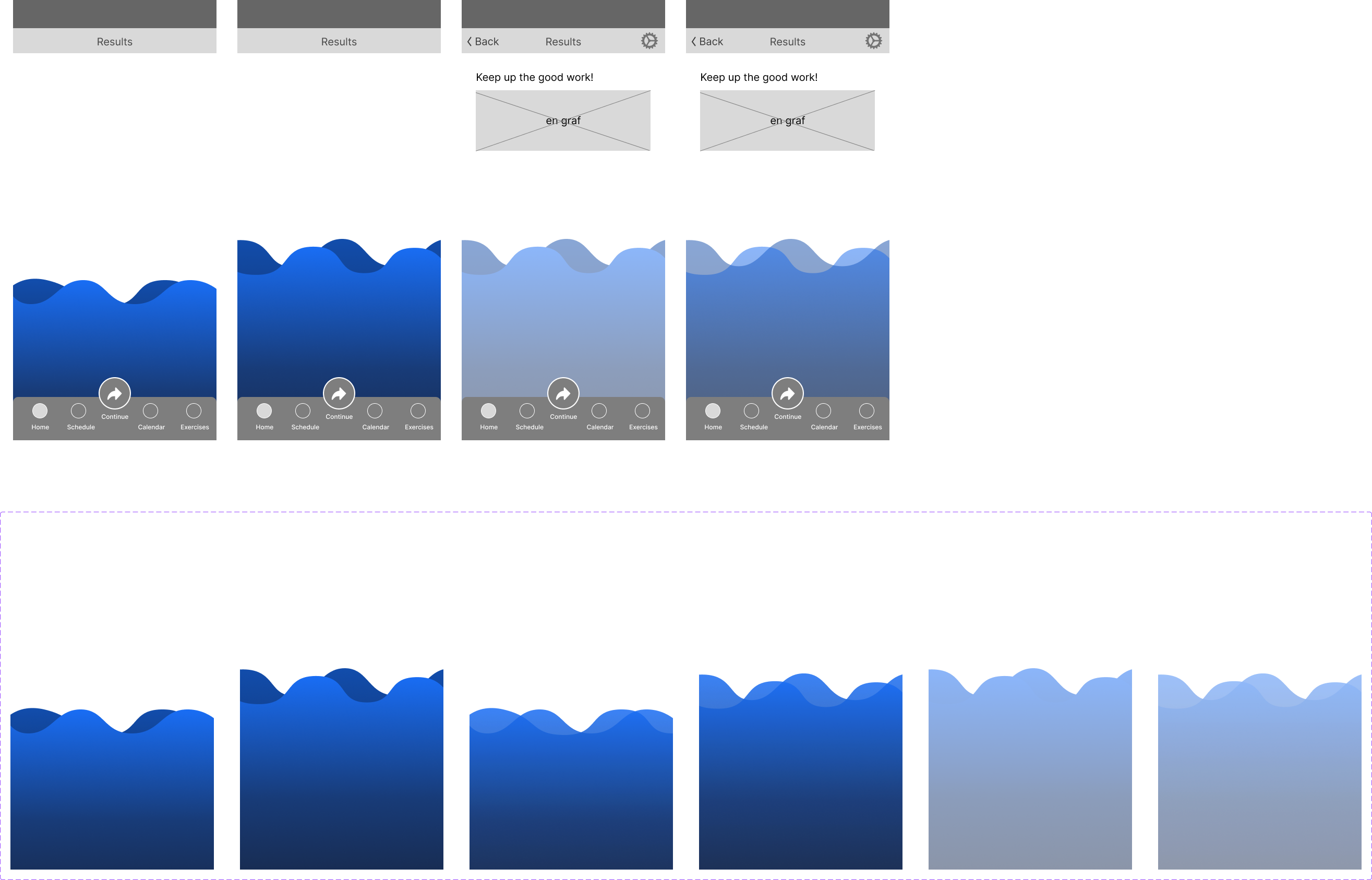 Water progression — Figma frame showing the water fill animation in progress